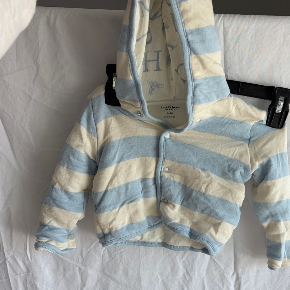 Burt's Bees A-Bee-C Organic Cotton Reversible Striped Baby Hoodie